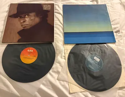 Two Vintage Vinyl LPs (Miles Davis Decoy + Ambient Blue Cover) - Used
