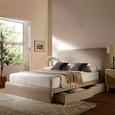 Modern Upholstered Bed Frame with Storage Drawers
