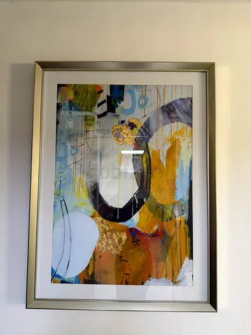 Framed Abstract Modern Art Print with Silver Frame (Large)