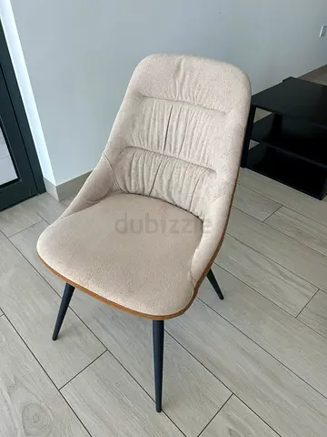 Brown  Beige Fabric Dining Chairs x6