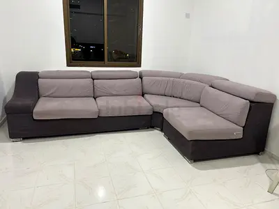 L-shaped 5-seater Fabric Sofa (Grey) - Good Condition