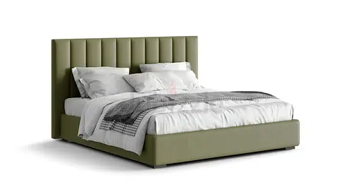 Modern Olive Green Upholstered King Size Bed