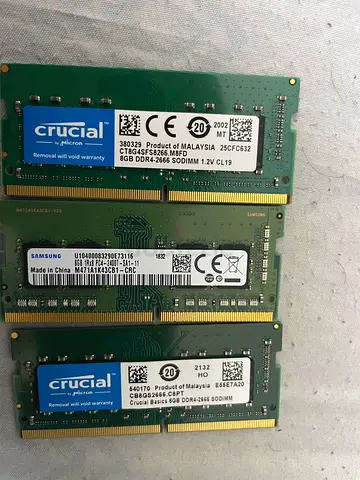 Set of 3 Laptop RAM Sticks (Crucial  Samsung) - 8GB/4GB SODIMM Mix
