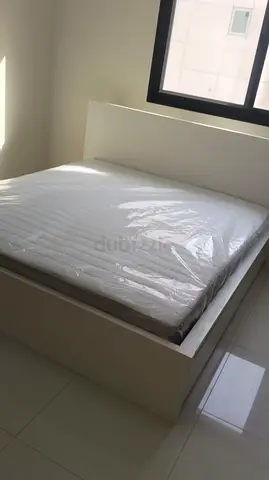 Ikea Malm White Platform Double Bed with New Mattress