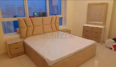 Brand New Modern Beige Queen Bed Frame with Matching Nightstands and Dresser - Complete Bedroom Set
