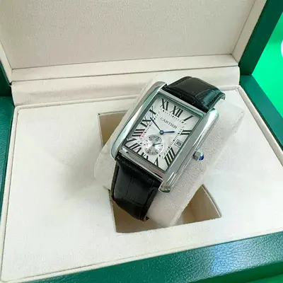 Cartier Tank Anglaise-style Mens Leather Strap Watch (Pre-owned)