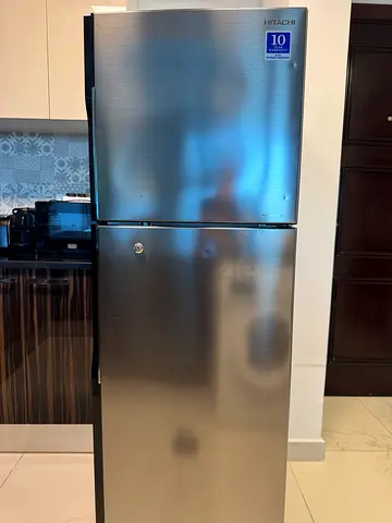 Hitachi Stainless Steel Refrigerator - 2 Door, Good Condition