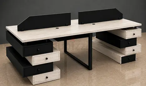 Custom Made 4-Person Workstation Desk