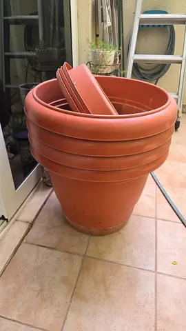 Large Terracotta Plastic Plant Pots - Set of 4