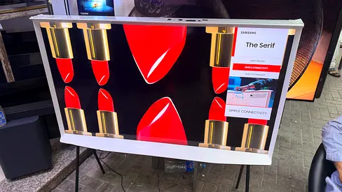 Samsung The Serif 55” Smart QLED TV for sale. Excellent condition, stylish modern design, perfect pi