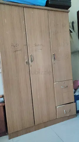 Used 3-Door Wooden Wardrobe with Drawers