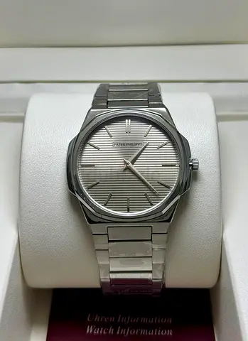 Patek Philippe-style Stainless Steel Mens Watch (Silver Dial)