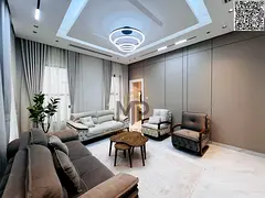 Own a fully furnished villa with a European design, 5 master bedrooms, super deluxe finishing, at a