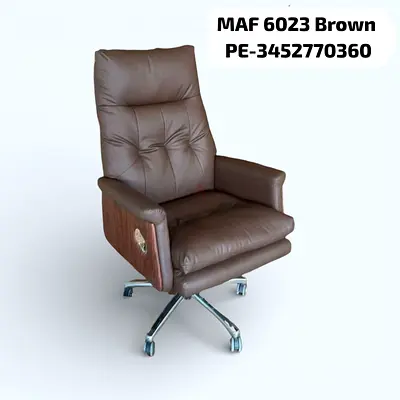 Brand New Brown Leather Executive Office Chair with High Back For Sale