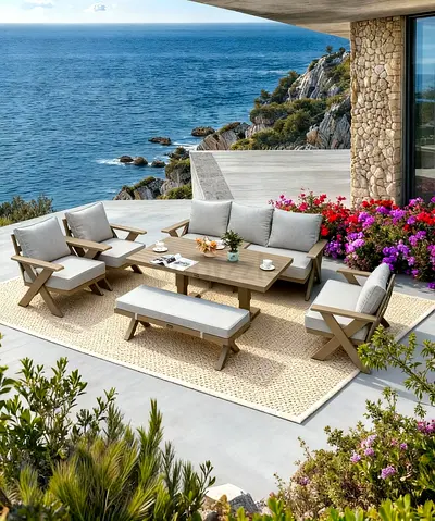 Outdoor 6-Seater Garden Sofa Set with hydraulic table outdoor furniture garden furniture