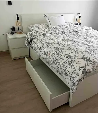 White Storage Bed with Underbed Drawer and Headboard/king size