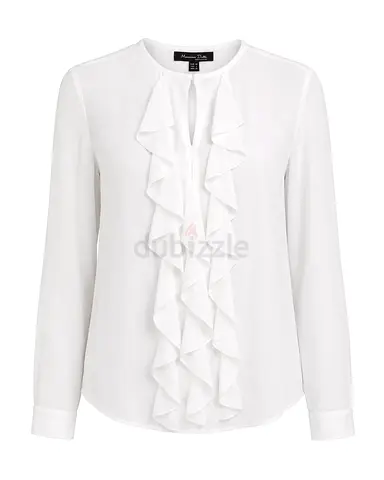 Massimo Dutti White Ruffle Blouse