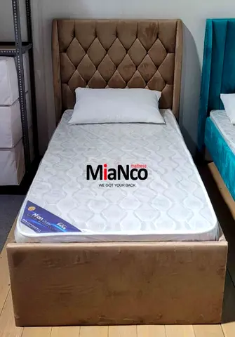 Single Bed with Tufted Headboard and Mattress