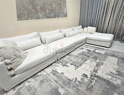 Marina Home Sectional Filled Feather sofa with ottoman. Like new