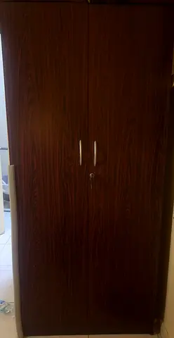 Two-Door Wooden Wardrobe / Armoire in Dark Wood Finish, Lockable