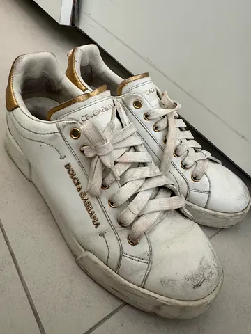 Used Dolce  Gabbana white leather sneakers size 41 DG