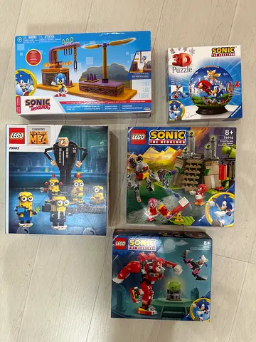 Mixed LEGO and Sonic Building Sets Collection (5 boxes)