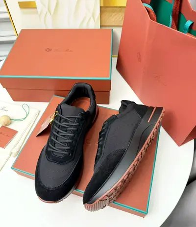 Loro piana Black Designer Sneakers - Men’s Casual Running Style, Sizes Available