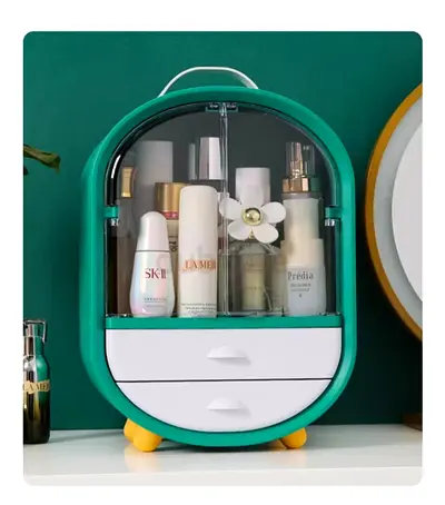 Modern Cosmetic Storage Cabinet with Drawers  Transparent Doors