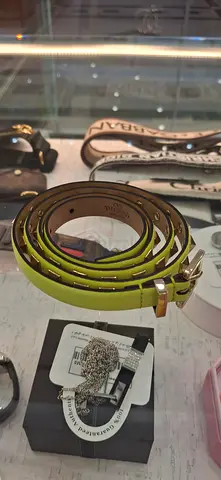 Valentino Garavani Rockstud Lime Green Leather Belt