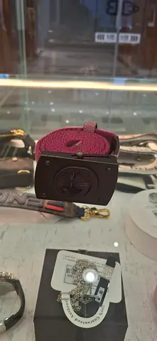 Gucci Interlocking G Buckle Web Belt in Pink