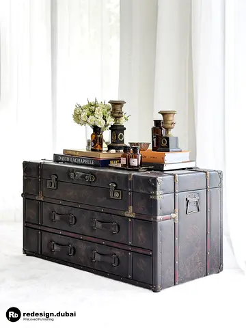 CAMPAIGN STEAMER STORAGE TRUNK CABINET or coffee table or console or tv unit chest or sideboard