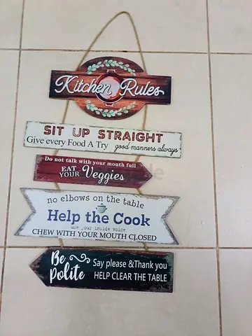 Decorative Kitchen Rules Wall Plaque - Set of 5 Wooden Signs