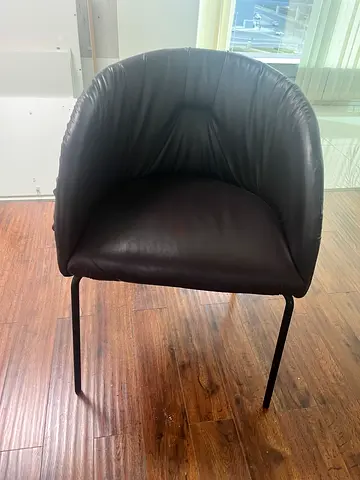 Brown Leather Accent Chair with Slim Metal Legs