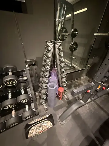 Set of Rubber-Coated Dumbbells with Rack — Used Home Gym Set