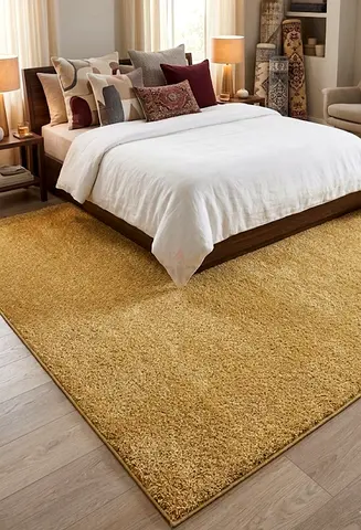Large Gold $%! Rug — Soft, Neutral Area Rug for Bedroom-250x300cm