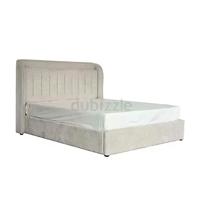 Curved wings headboard queen velvet hydraulic bed