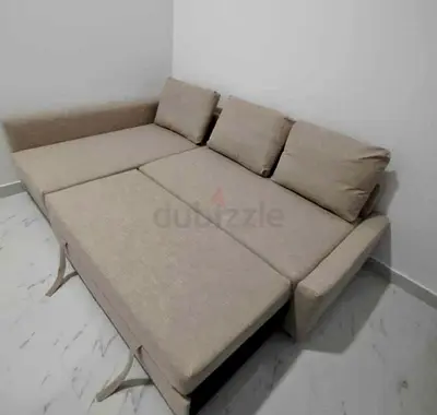 IKEA L Shape Sofa cum bed with big storage and you can fix the storage left or right anyside you wan