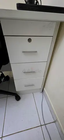 White 3-Drawer Office Pedestal Cabinet with Office Chair