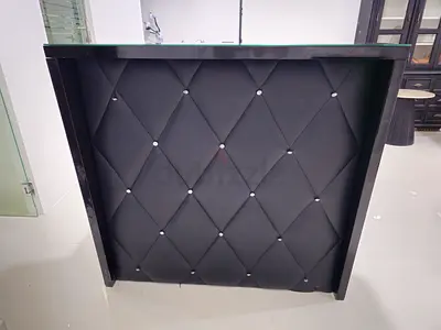 FREE - Black tufted reception counter / bar with glass top