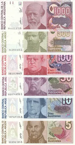 AUSTRALIA AUSTRALES BANKNOTE SET 1985-1991