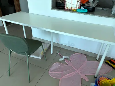 Long white IKEA-style console / study table (6ft) - good condition
