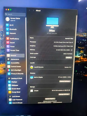 Imac 27 inch , Late 2013 for sale