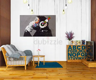 Modern Chimp with Headphones Wall Art