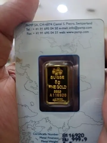 PAMP Suisse 5g Fine Gold Bar 999.9 - Sealed Assay Card