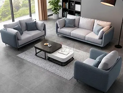 Modern 3+2+1 Sofa Set with Contrast Piping