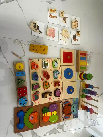 Wooden Educational Toy Bundle — Puzzles, Stacking  Shape Sorters