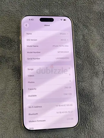 iPhone 16 pro max 256gb TDRA 84% battery health it’s in good condition