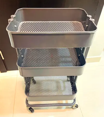 3-Tier Rolling Utility Cart in Grey