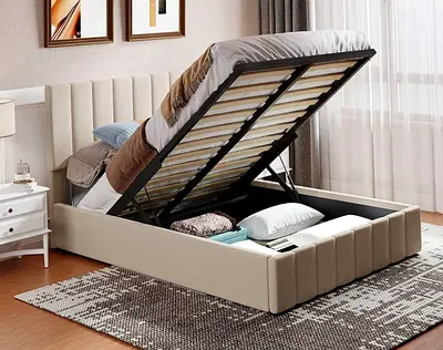Upholstered Storage Bed with Gas Lift - King Size
