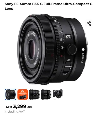 Sony lens 40 mm F2.5 Full Frame